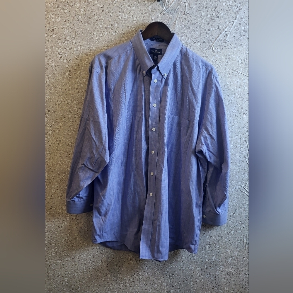 Paul Frederick Men's Dress‎ Shirt,  Blue/White  Plaid, Size (17- 32)Size 48R